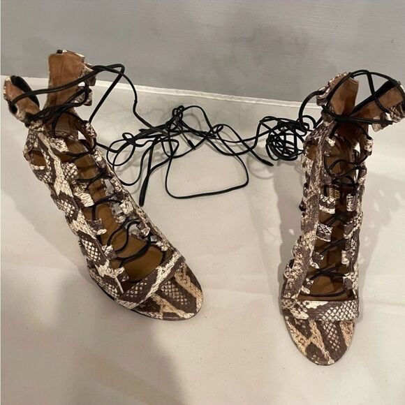 AQUAZZURA FIRENZE Gladiator - Snakeskin print stiletto heels - Picture 2 of 15